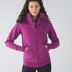 Lululuemon Scuba Hoodie Heathered Plum Purple Cotton Full Zip Sweateshirt size 6